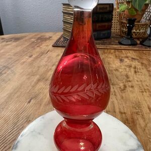 Cranberry Cut to Clear Decanter Stopper - Replacement